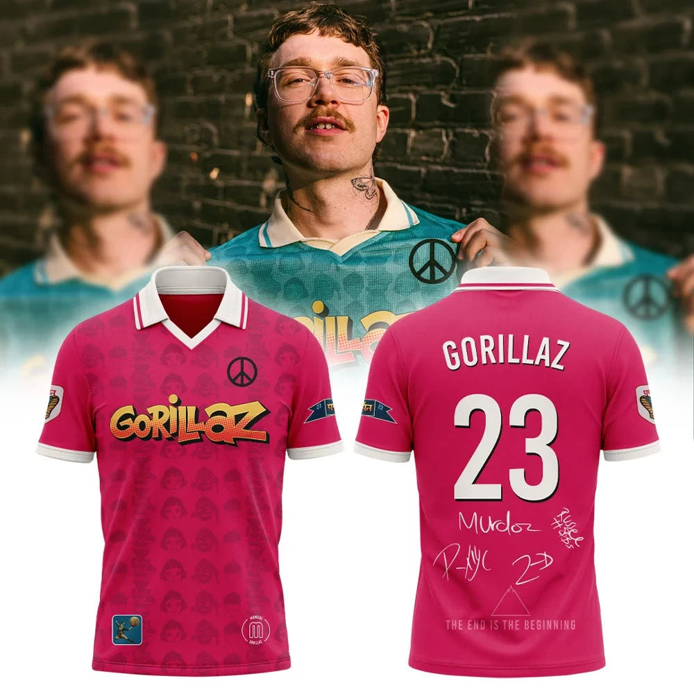 Gorillaz The Mountain Tour 2026 2027 Signature V-Neck Shirt Present For Rock Lovers - Foxy23shop