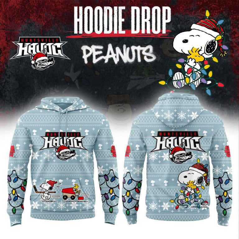 Huntsville Havoc X Peanuts Christmas Hoodie Huntsville Havoc Merch Hockey Lover Gifts - Foxy23shop