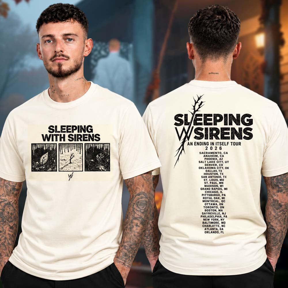 Sleeping With Sirens Merch An Ending In Itself Tour 2026 Three Panels Tour Dates T-Shirt Music Lover Gifts - Foxy23shop