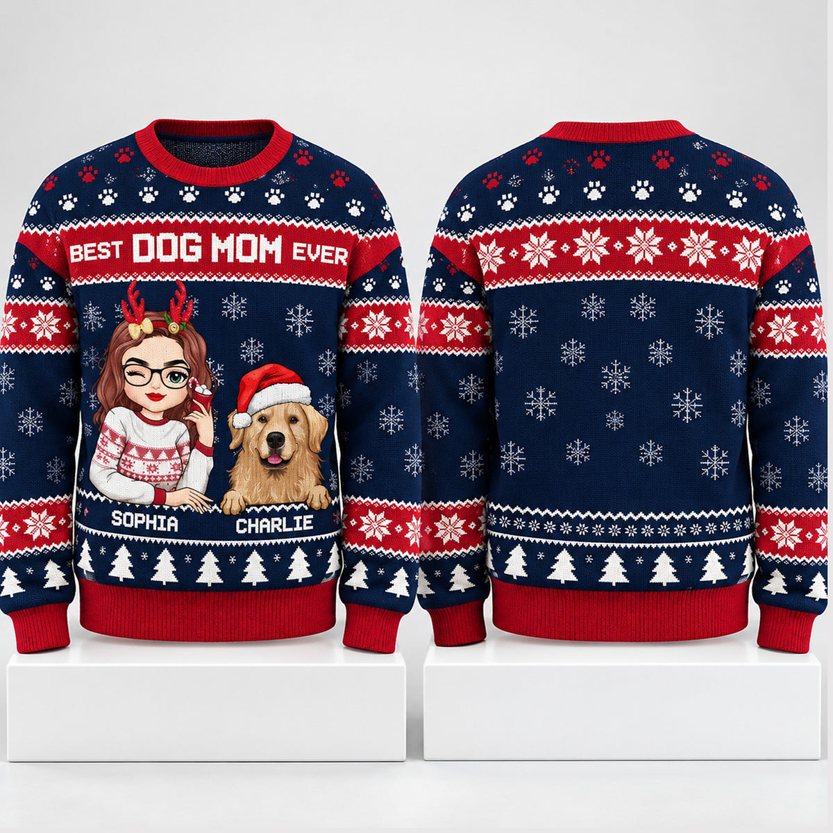 Best Dog Mom Ever Christmas 2026 Ugly Sweater Christmas Apparel Xmas Gifts For Dog Lovers - Foxy23shop