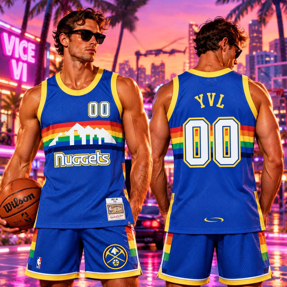 Custom Playboi Carti X Mitchell Ness Merch NBA 1987 88 Denver Nuggets Jersey Best Fan Gift - Foxy23shop