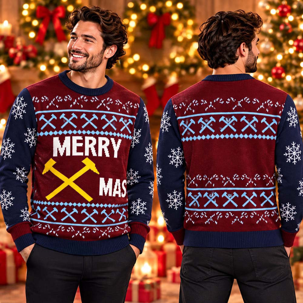 West Ham United The Hammers Merry Xmas Christmas Ugly Sweater West Ham United Christmas Merch Gift For Fans - Foxy23shop