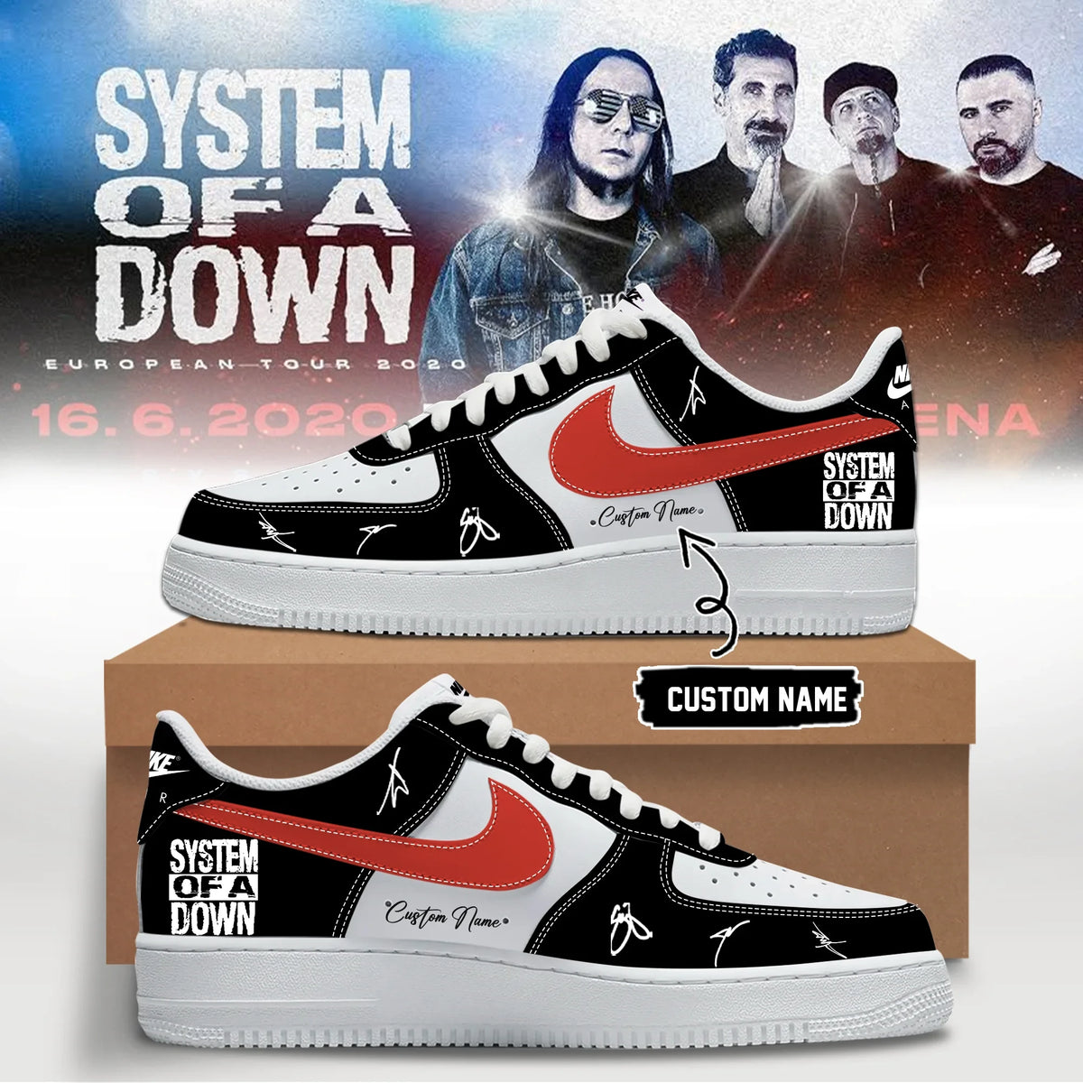 Personalized System Of A Down European Tour 2026 Sneakers System Of A Down Merch Fans Gifts - Foxy23shop