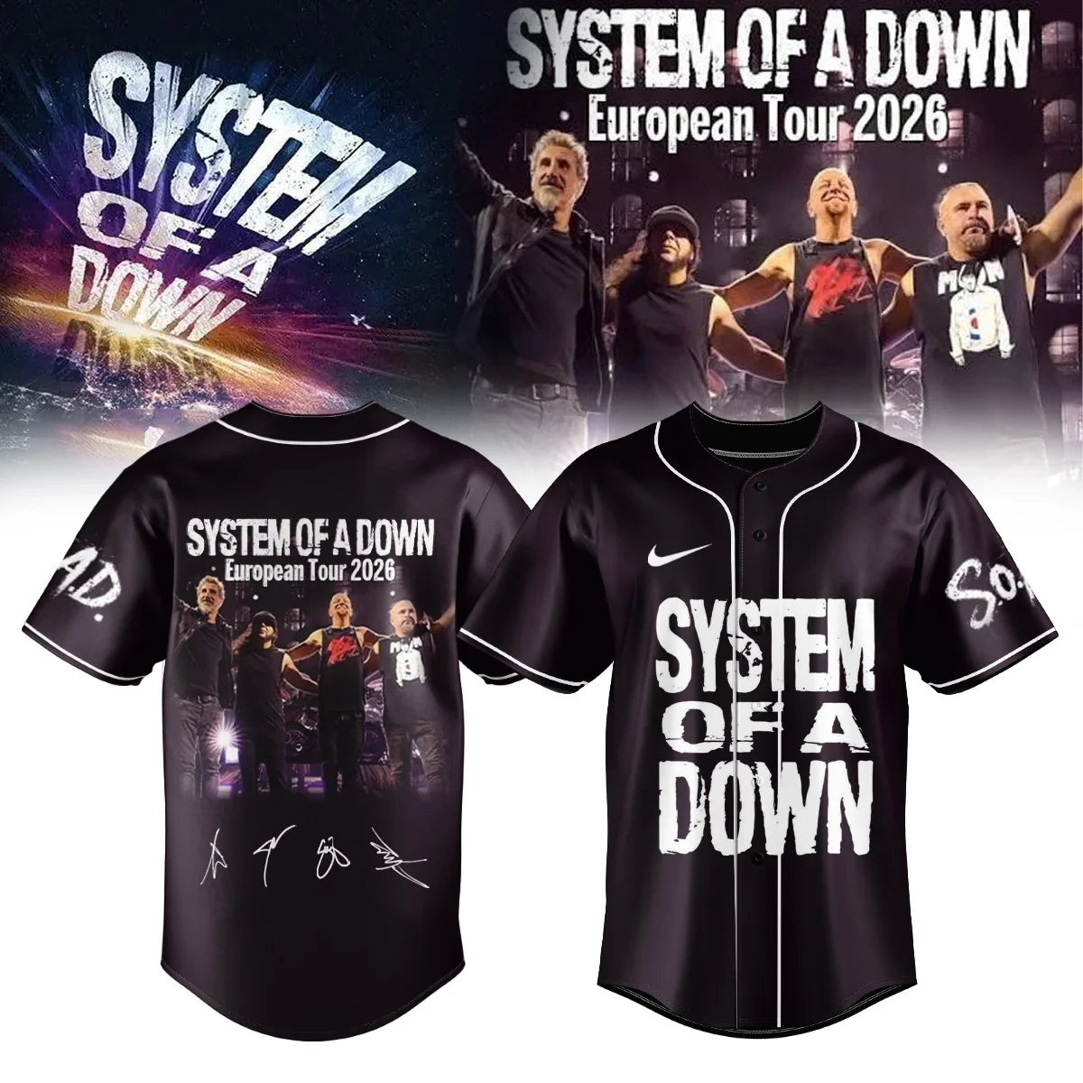 System Of A Down Merch European Tour 2026 Jersey Best Gifts For Metalheads - Foxy23shop