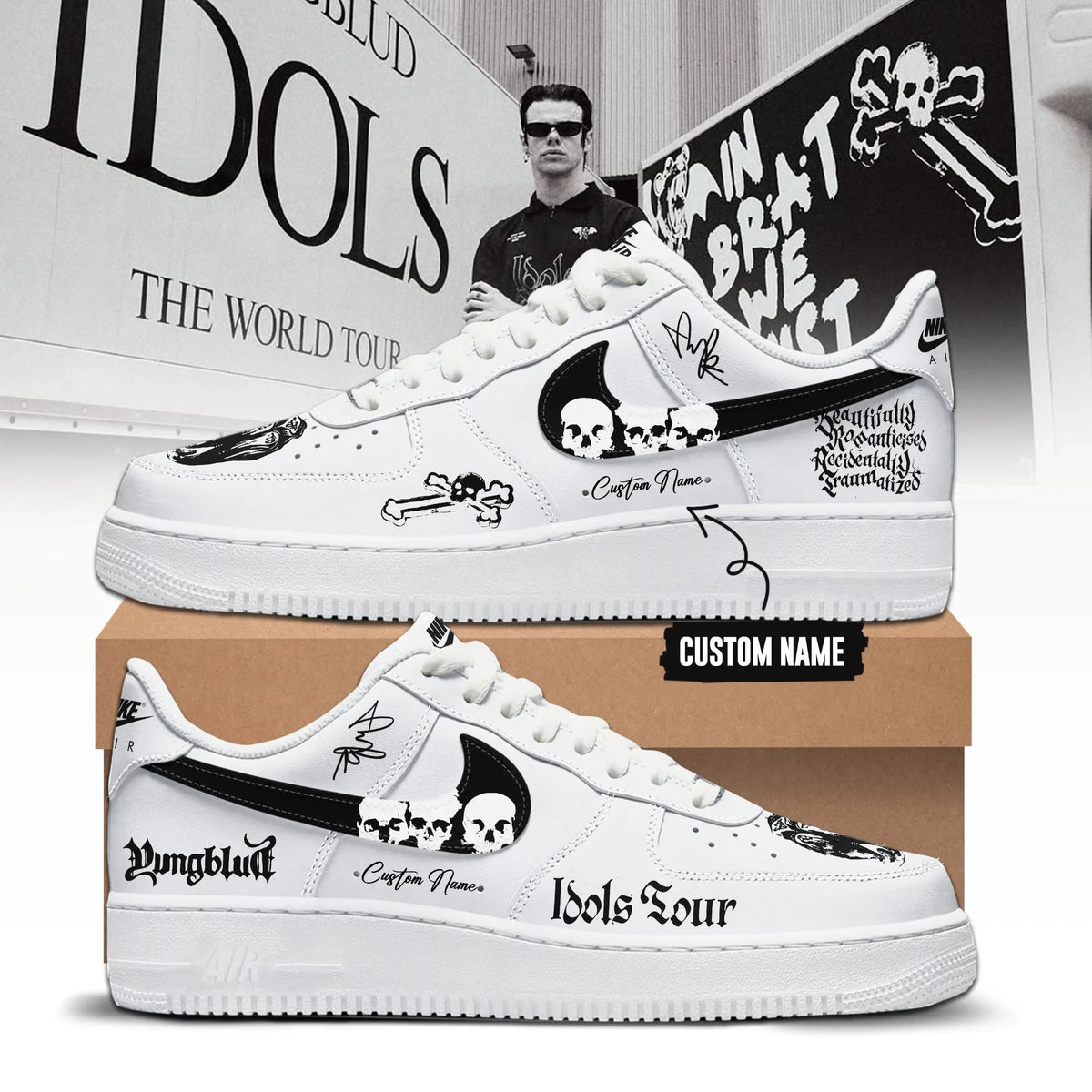 Custom Yungblud Idols World Tour 2026 Sneakers Yungblud Merch Black Hearts Club Gifts - Foxy23shop