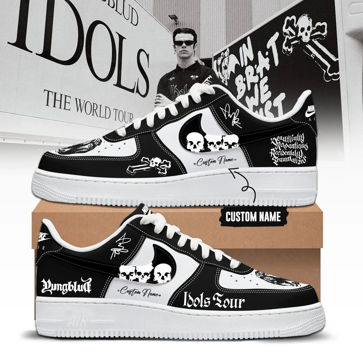Custom Yungblud Idols World Tour 2026 Shoes Yungblud Shoes Black Hearts Club Gifts - Foxy23shop