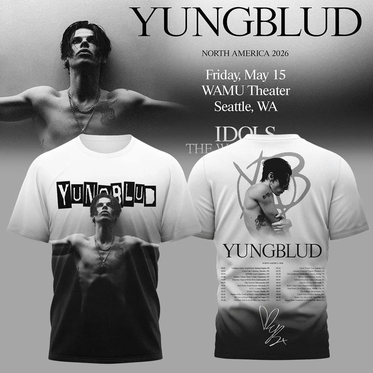 Yungblud Merch Idols World Tour 2026 Signature Shirt Best Gifts For Yungblud Lovers - Foxy23shop