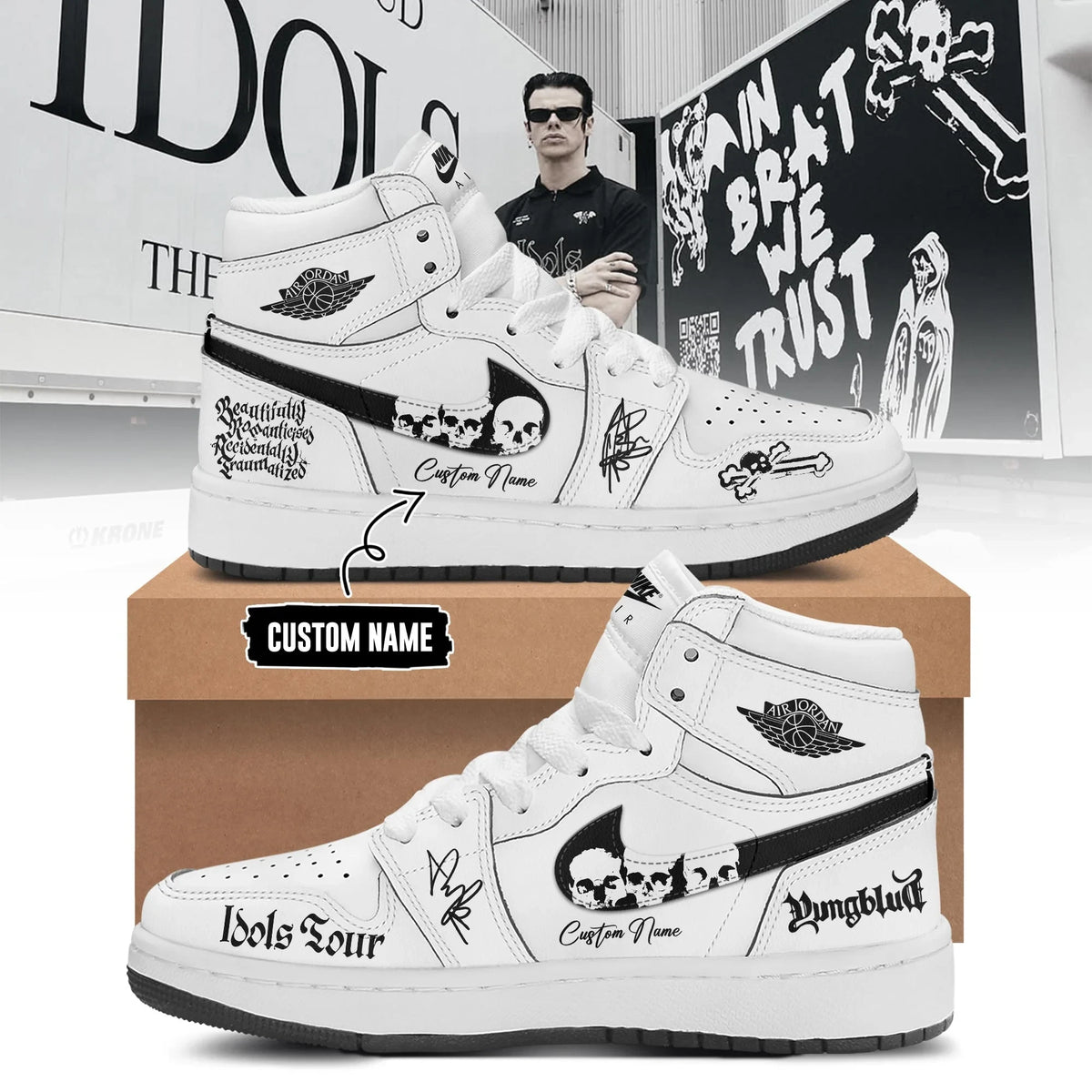 Personalized Yungblud Idols World Tour 2026 Signature Sneakers Yungblud Concert Merch - Foxy23shop