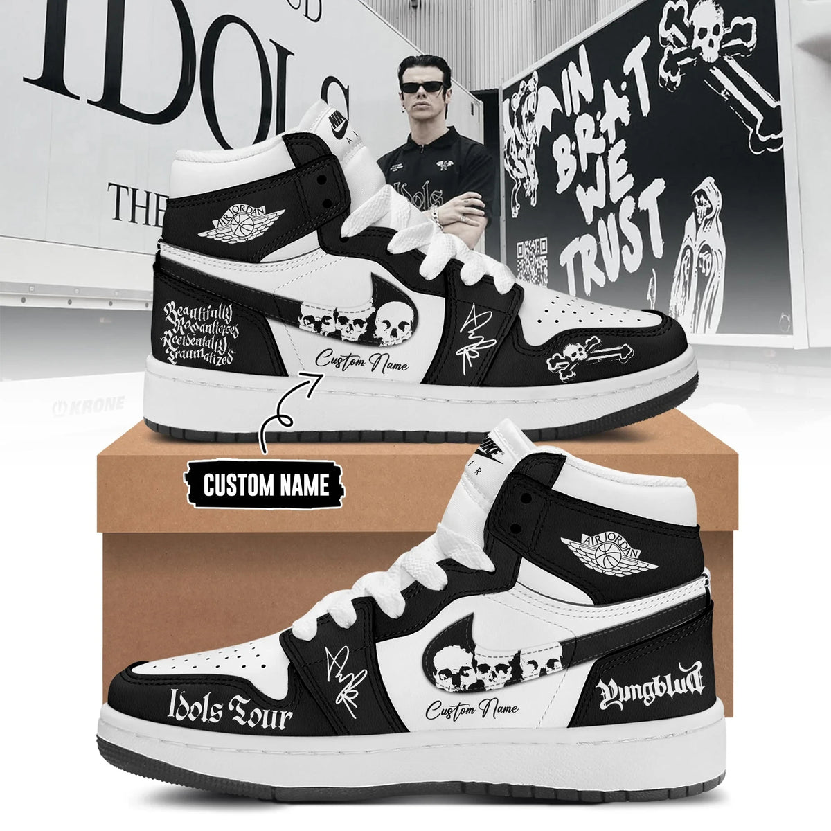 Personalized Yungblud Idols World Tour 2026 Sneakers Best Yungblud Shoes Gifts For Black Hearts Club - Foxy23shop
