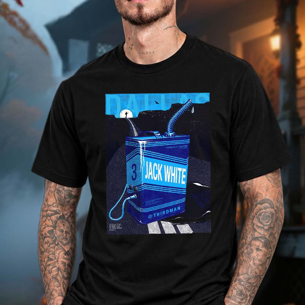 Jack White Dallas TX Event Poster Black T-Shirt Jack White Clothing Music Lover Gifts - Foxy23shop