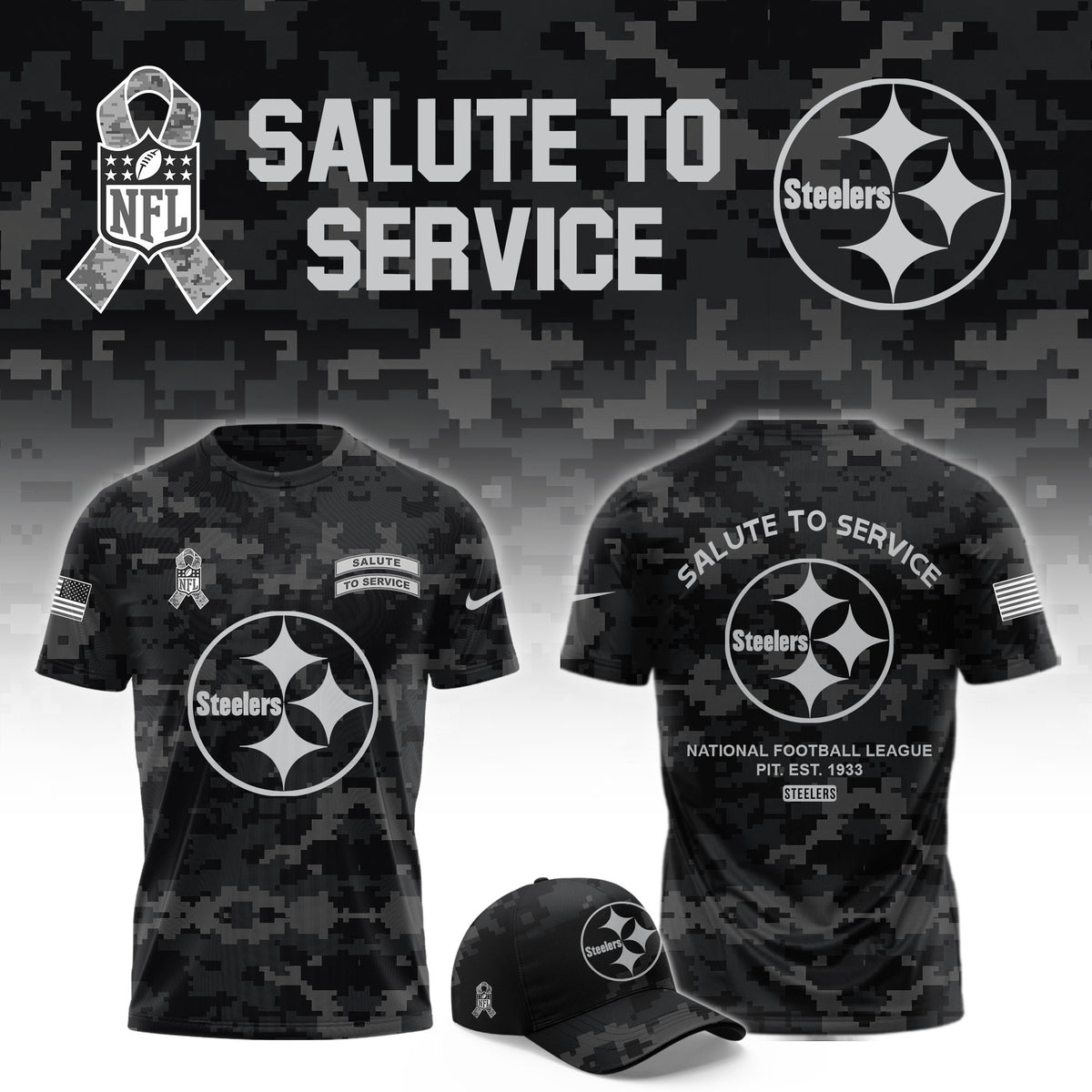 Pittsburgh Steelers Salute To Service T-Shirt 2026 Steelers Apparel Fan Gears - Foxy23shop