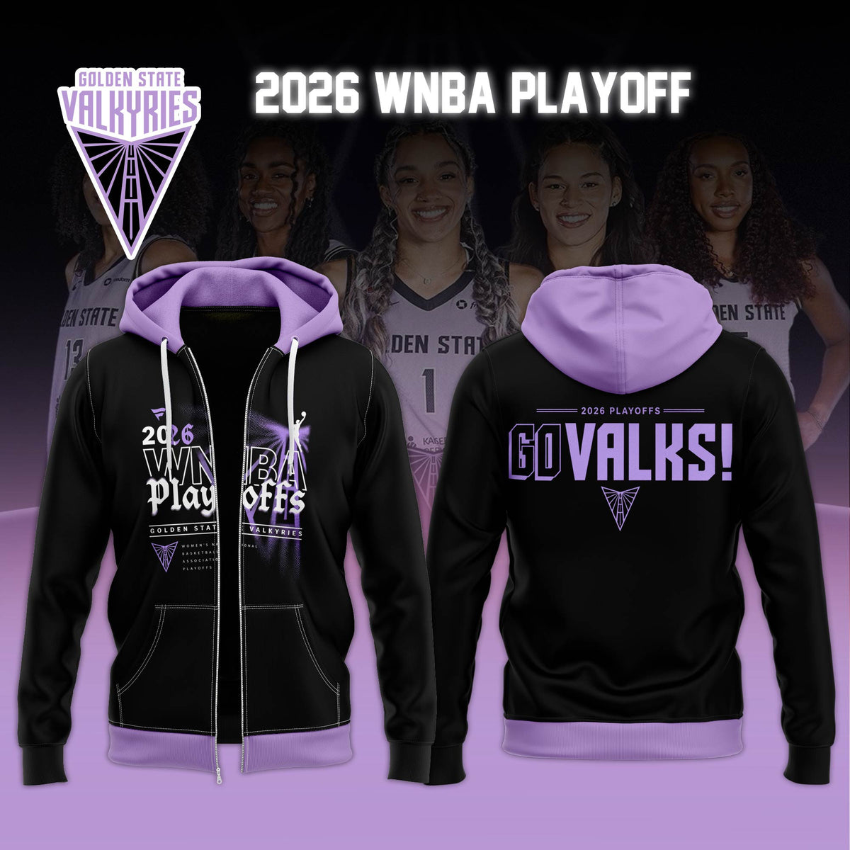Golden State Valkyries 2026 WNBA Playoff Zip Hoodie Golden State Valkyries Gear Gifts For Fans - Foxy23shop