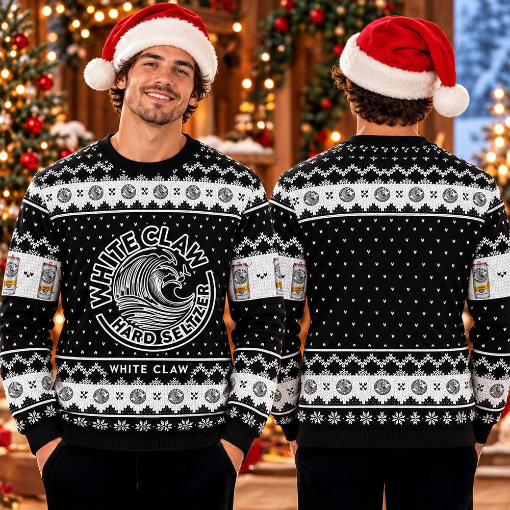 White Claw Hard Seltzer Black Version Ugly Christmas Sweater Xmas Clothing Gifts For Boyfriend - Foxy23shop