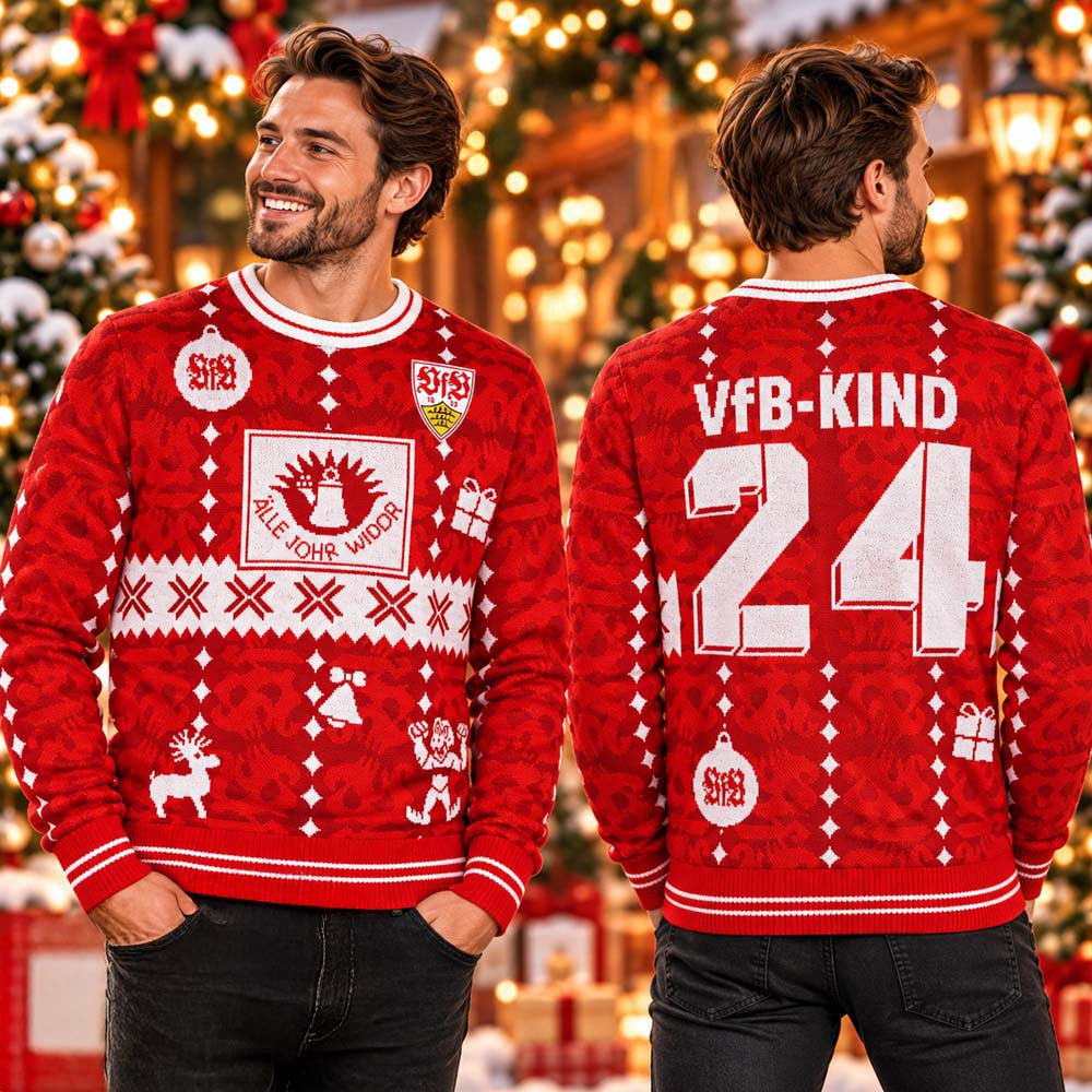 VfB Stuttgart Kind Ugly Christmas Sweater VfB Stuttgart Xmas Apparel Gifts For Soccer Fans - Foxy23shop