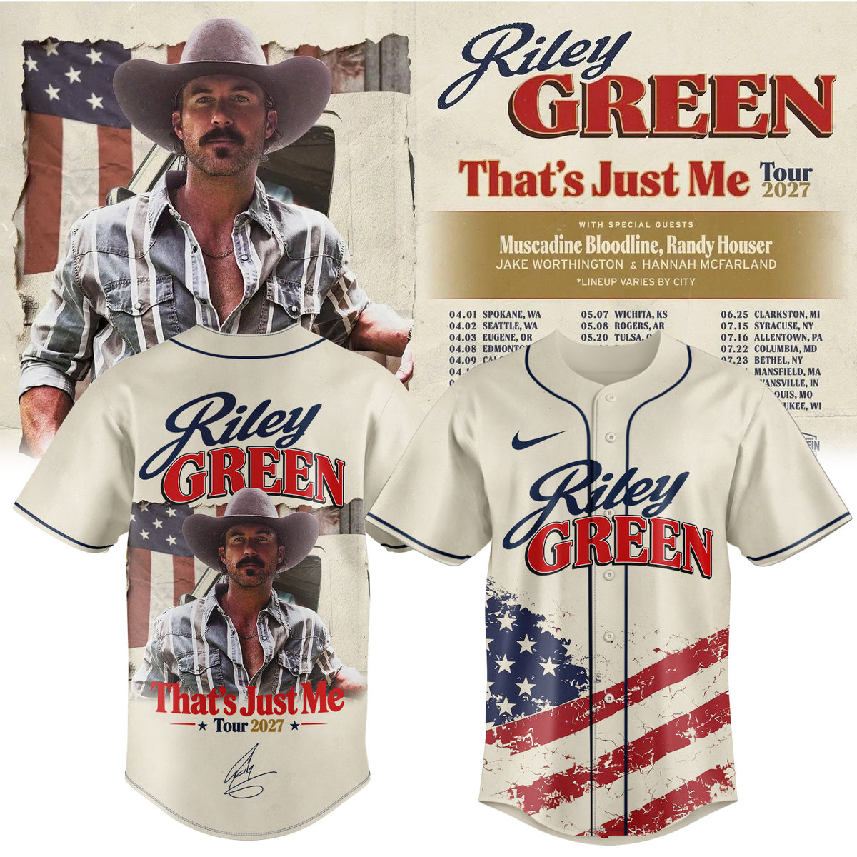 Riley Green Merch That's Just Me Tour Signed Jersey Gift Ideas For Riley Green Lovers - Foxy23shop