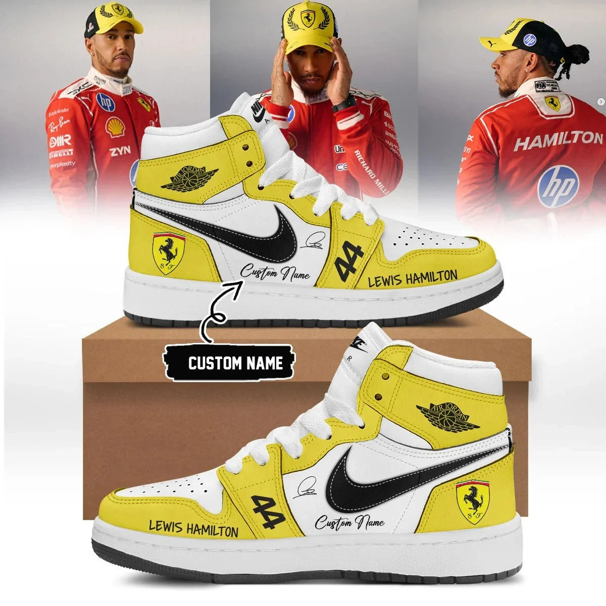 Custom Lewis Hamilton Sneaker Scuderia Ferrari Special Gift For Racing Fans - Foxy23shop