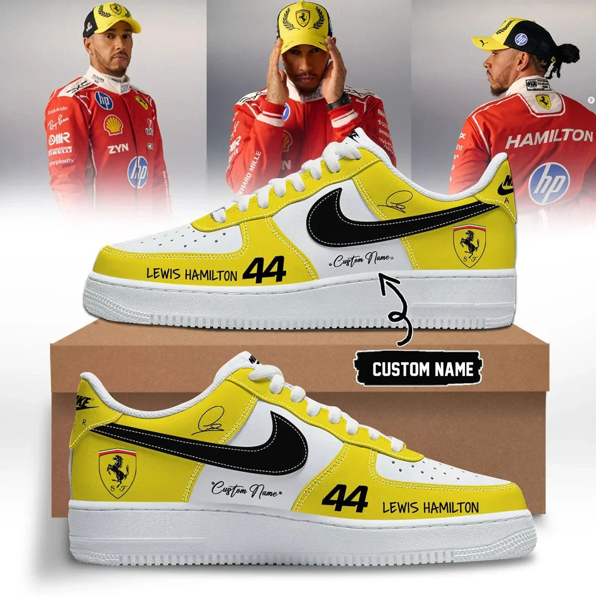 Custom Lewis Hamilton Sneaker Scuderia Ferrari Special Gift For Racing Lovers - Foxy23shop
