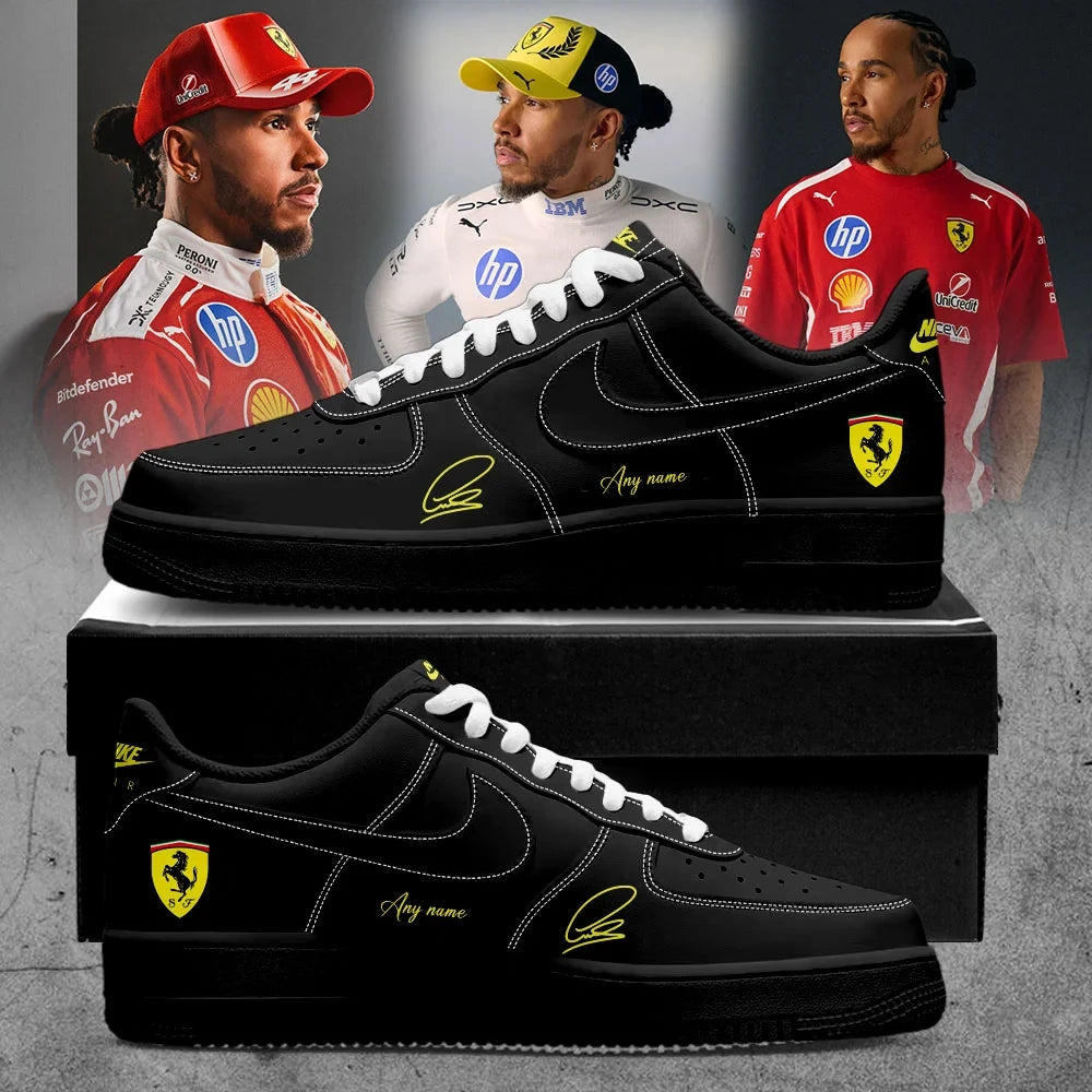 Custom Lewis Hamilton Sneaker Scuderia Ferrari Unique Gift For F1 Enthusiasts - Foxy23shop