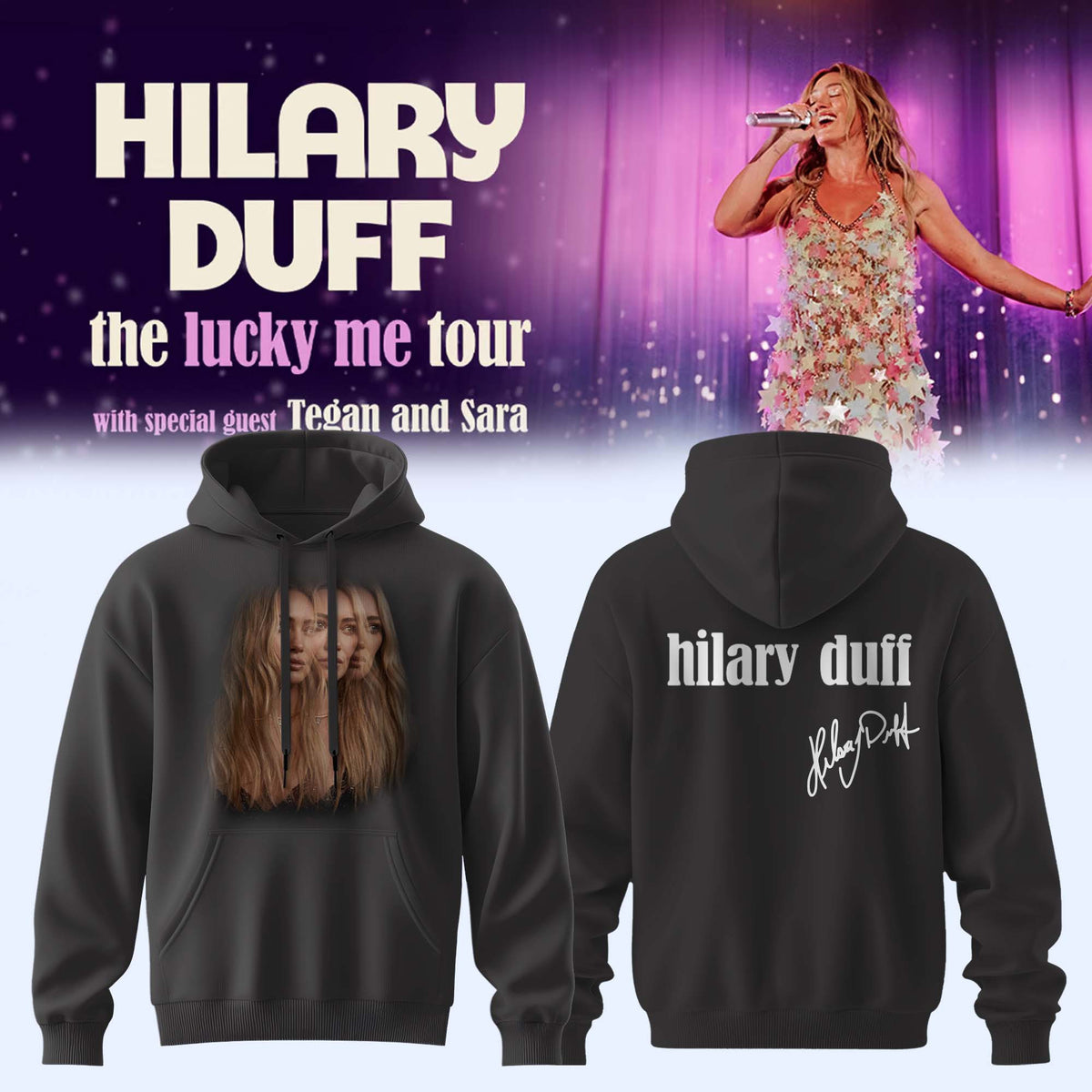 Hilary Duff Merch The Lucky Me Tour 2027 Signature Hoodie Gifts For Duffenders - Foxy23shop