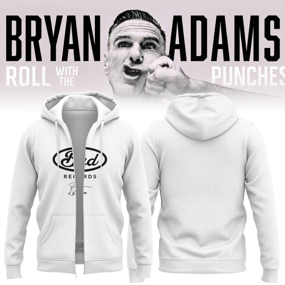 Bryan Adams Merch Roll With The Punches Tour 2026 27 Zip Hoodie Bryan Adams Apparel - Foxy23shop