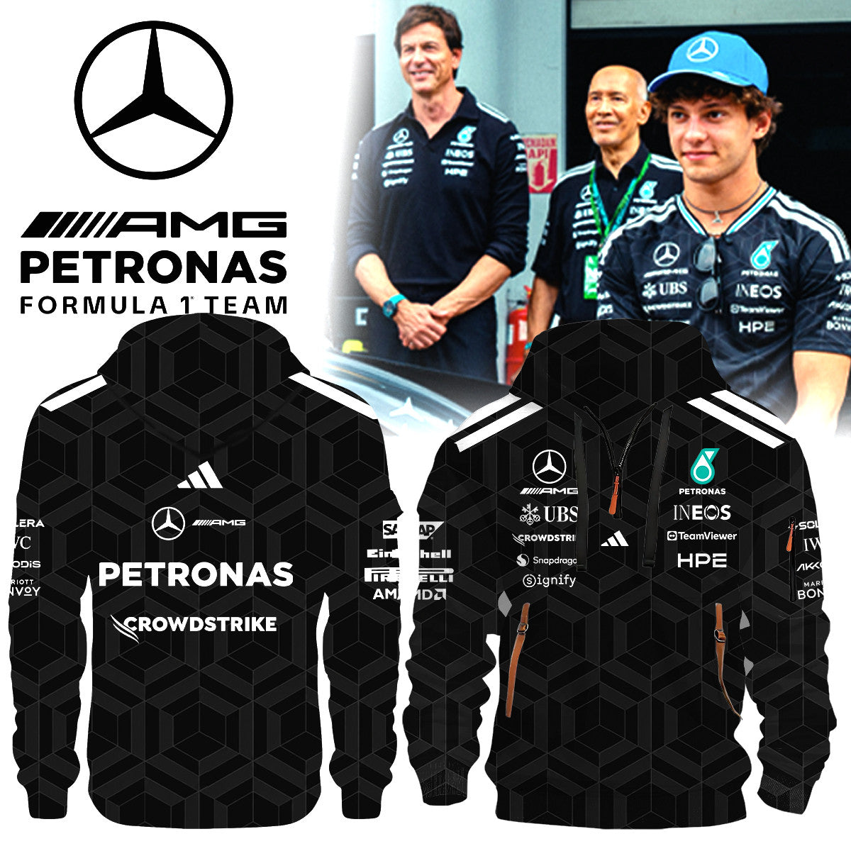 Mercedes Merch Kimi Antonelli AMG Petronas Formula 1 Team Half Zip Hoodie Kimi Antonelli Fans Gift - Foxy23shop