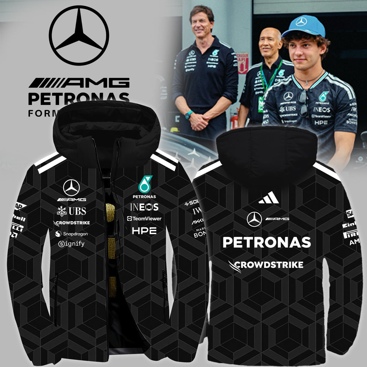 Mercedes F1 Merch Kimi Antonelli Mercedes AMG PETRONAS F1 Team Zip Hoodie Motor Sports Fan Gifts - Foxy23shop
