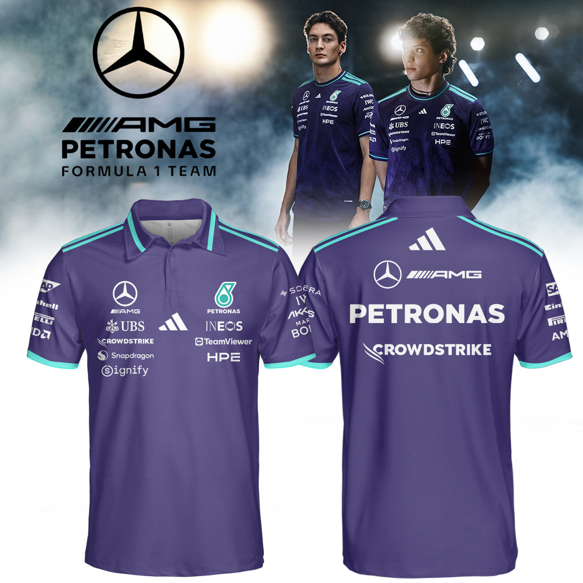 Kimi Antonelli Mercedes AMG Petronas F1 Team Polo Shirt Presents For Motor Sports Fans - Foxy23shop