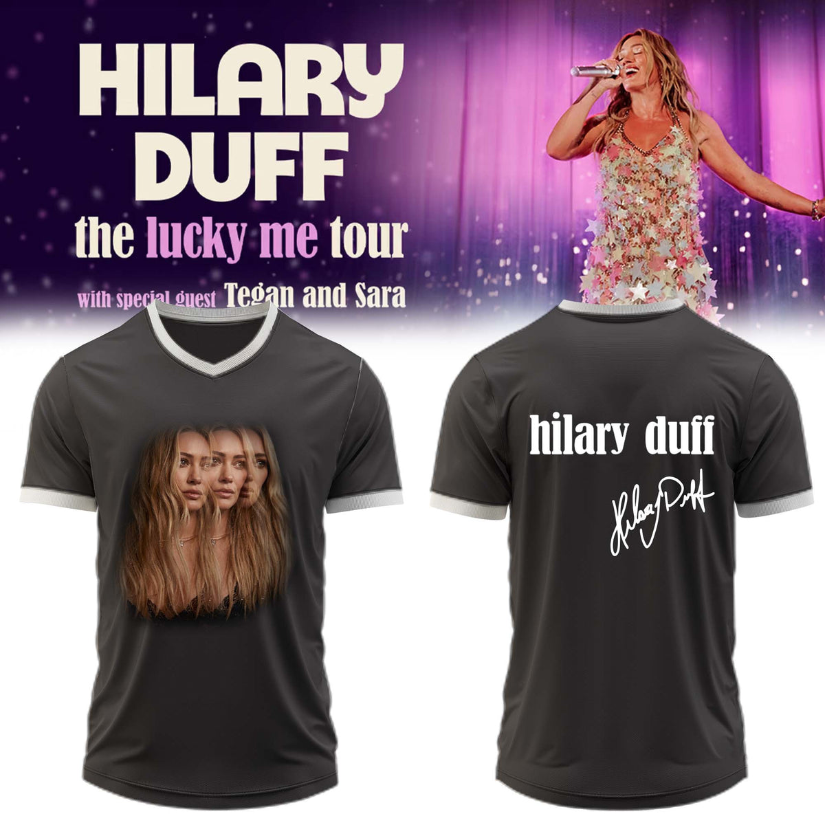 Hilary Duff Merch The Lucky Me Tour 2027 V-Neck Shirt Presents For Duffenders - Foxy23shop