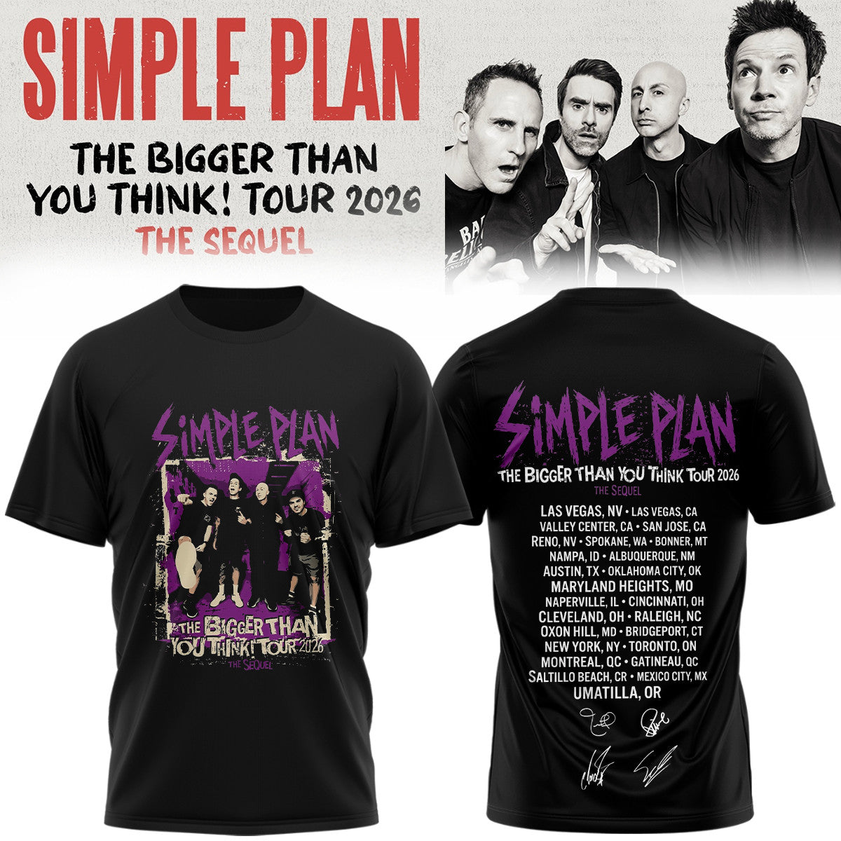 Simple Merch The Bigger Than You Think Tour 2026 Signed Shirt Rock Band Outfits - Foxy23shop