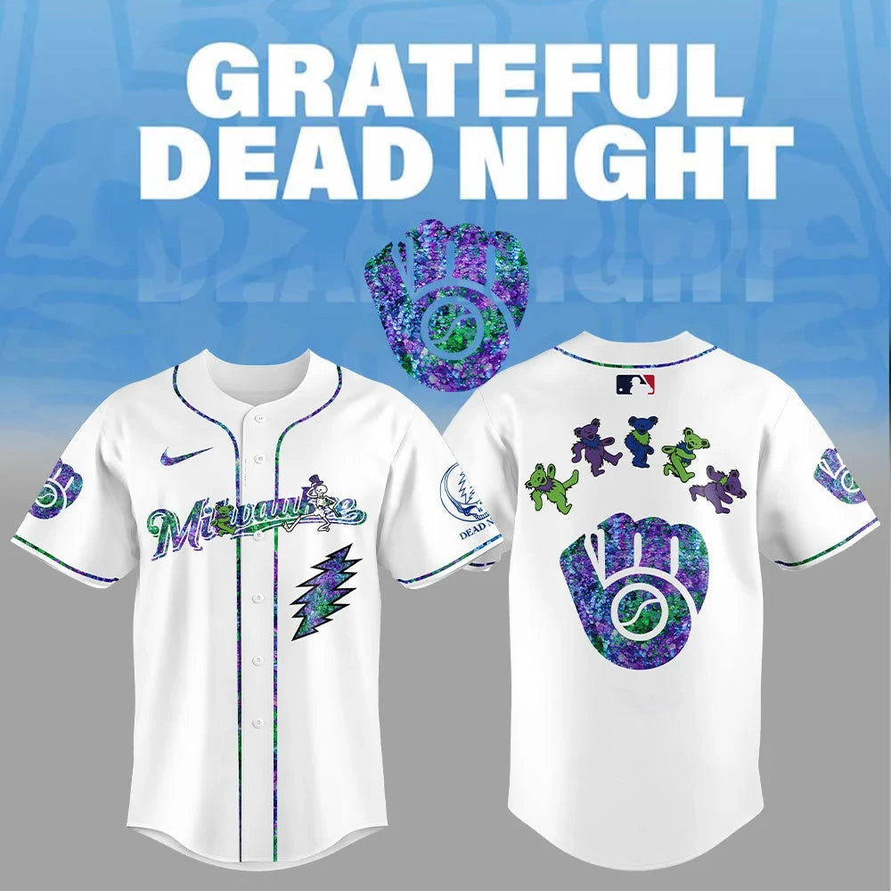 Milwaukee Brewers Grateful Dead Night Jersey Milwaukee Brewers Clothes Gift Ideas - Foxy23shop