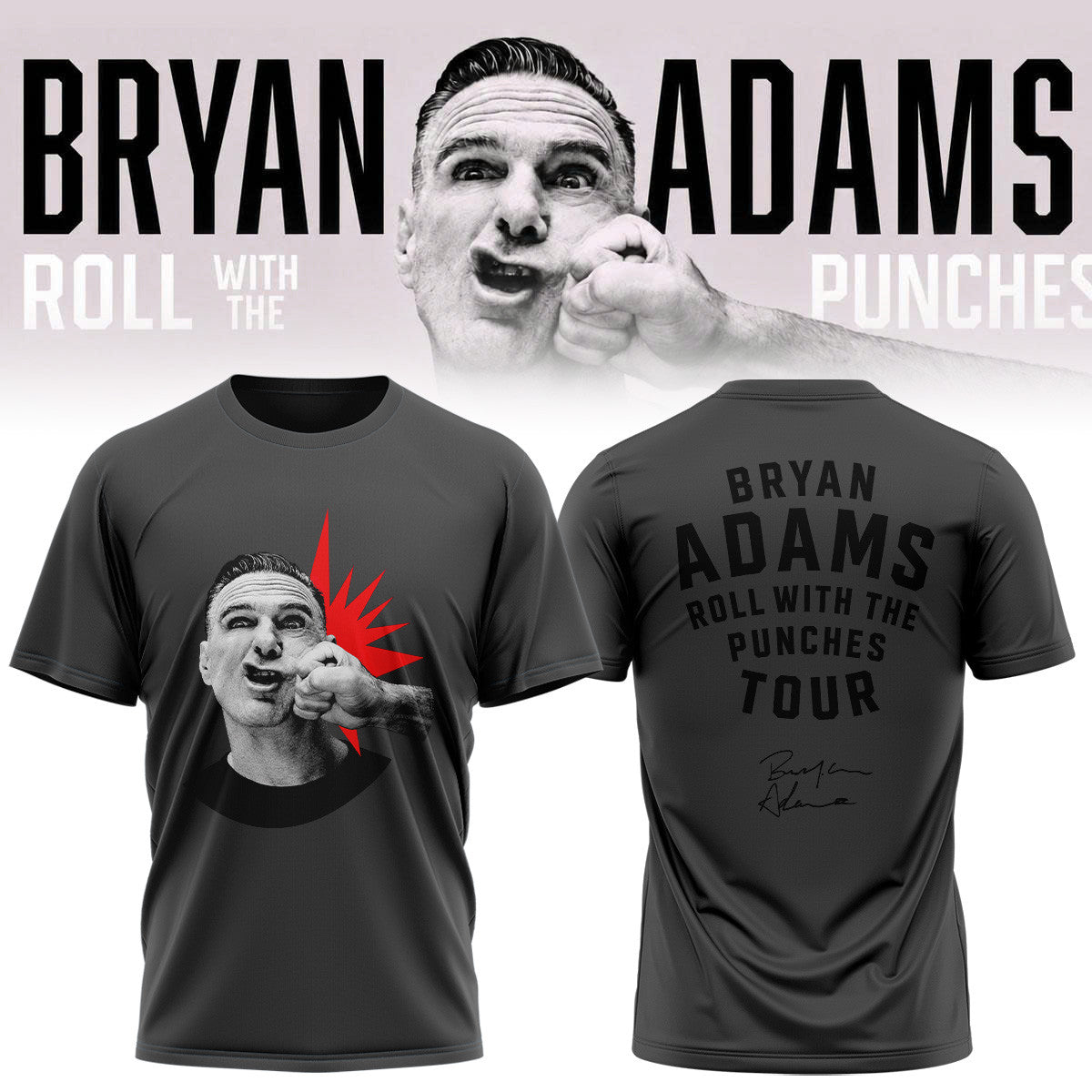 Bryan Adams Roll With The Punches Tour 2026 27 Signed Shirt Gifts For Music Buffs - Foxy23shop