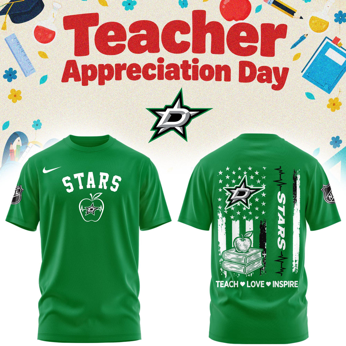 Dallas Stars X Teacher Appreciation Day T-Shirt Dallas Stars Clothing Gifts For Hockey Lovers - Foxy23shop