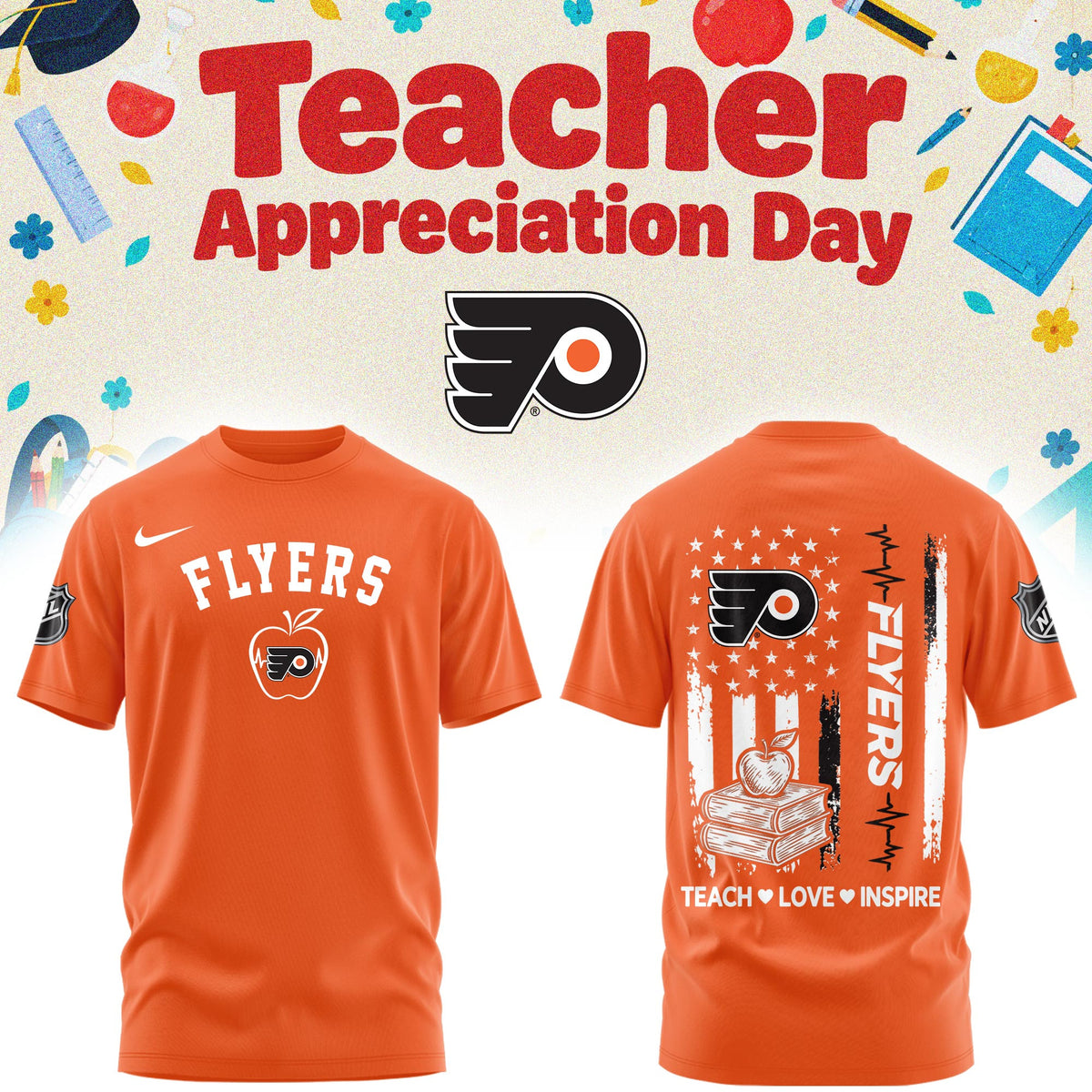 Philadelphia Flyers X Teacher Appreciation Day T-Shirt Philadelphia Flyers Clothes Hockey Lover Gifts - Foxy23shop