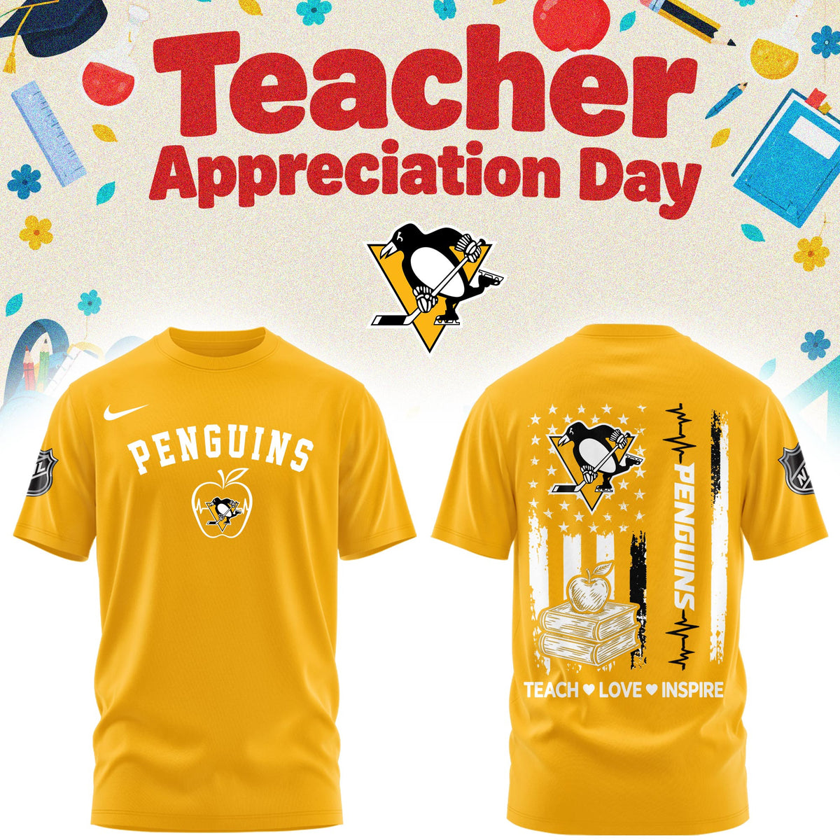 Pittsburgh Penguins X Teacher Appreciation Day T-Shirt Pittsburgh Penguins Clothing Gifts For Hockey Lovers - Foxy23shop