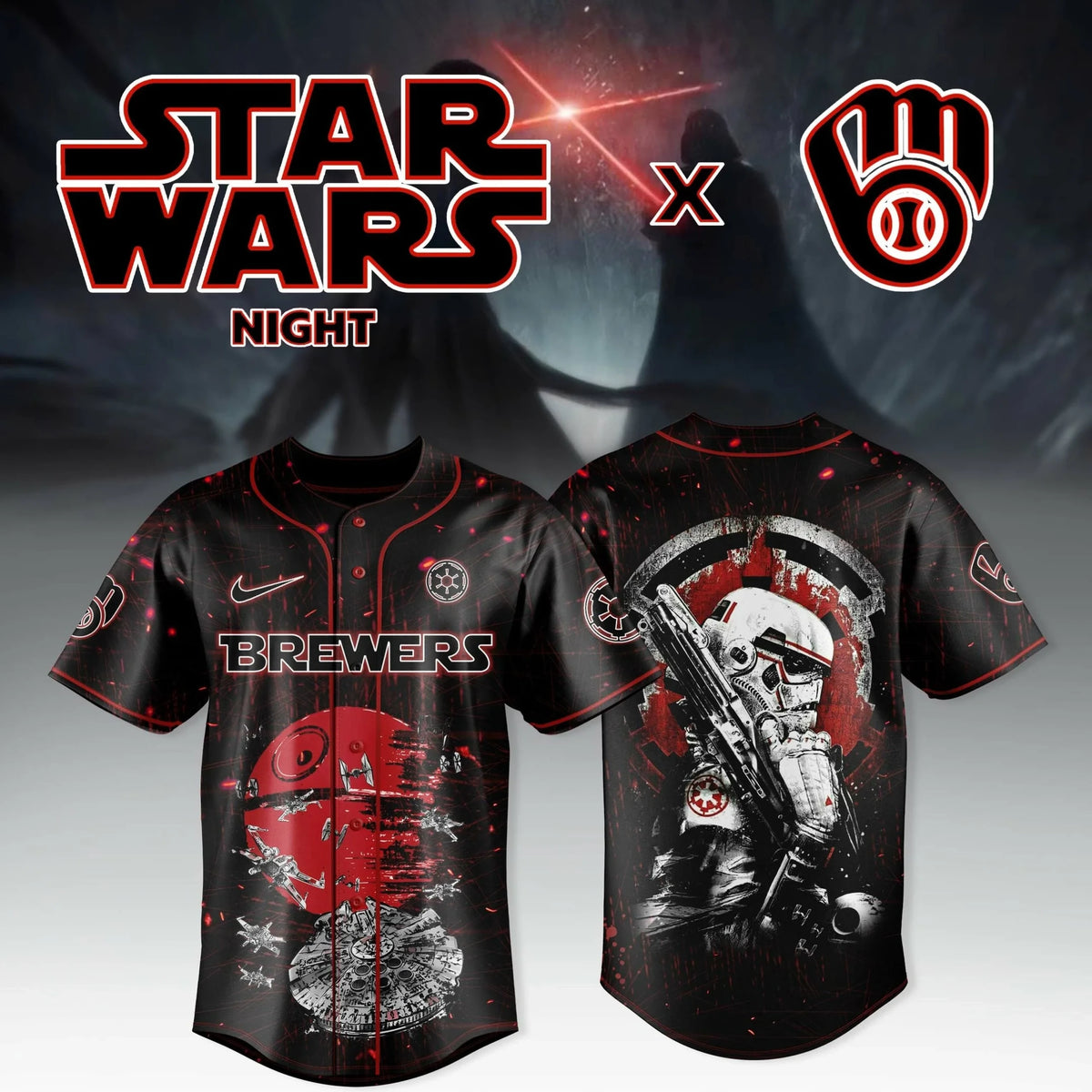 Milwaukee Brewers X Star Wars Night Jersey Milwaukee Brewers Merch Gifts For Star Wars Fans - Foxy23shop