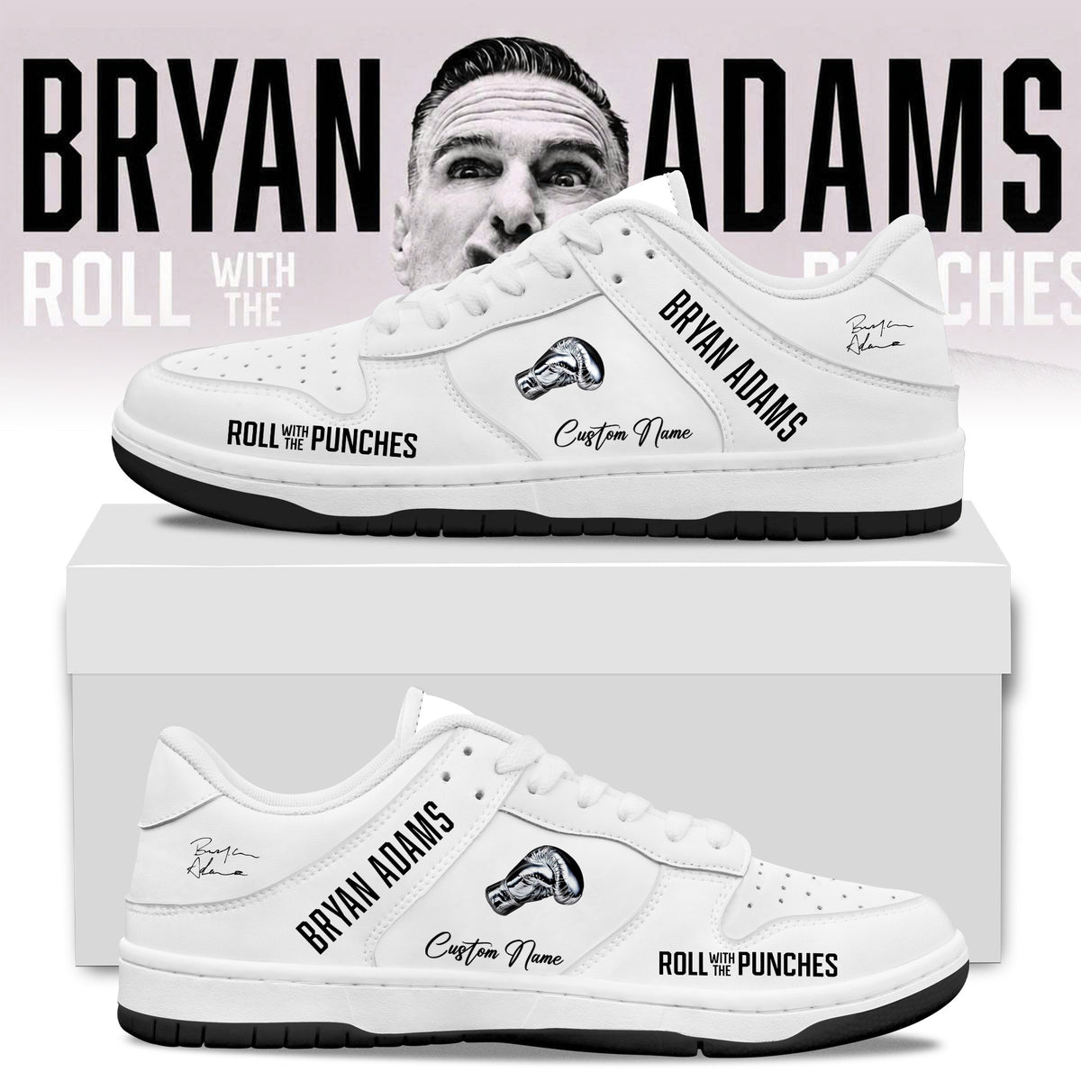 Custom Bryan Adams Roll With The Punches Tour 2026 27 Sneakers Bryan Adams Merch Gift Idea - Foxy23shop