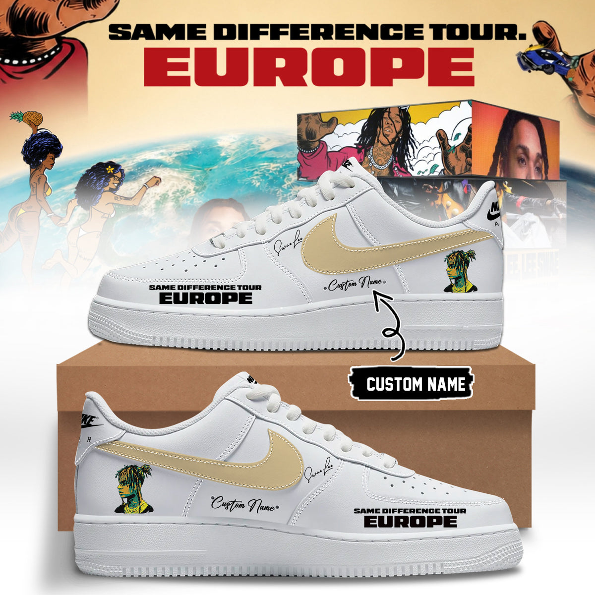 Custom Swae Lee Same Difference Tour Europe Signature Shoes Swae Lee Sneakers - Foxy23shop