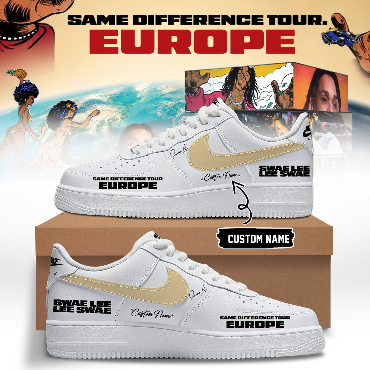 Personalized Swae Lee Same Difference Tour Europe Shoes Swae Lee Merch Gifts For Rap Lover - Foxy23shop