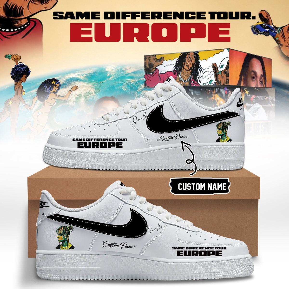 Personalized Swae Lee Same Difference Tour Europe Signature Sneakers Rap Lover Gift Ideas - Foxy23shop