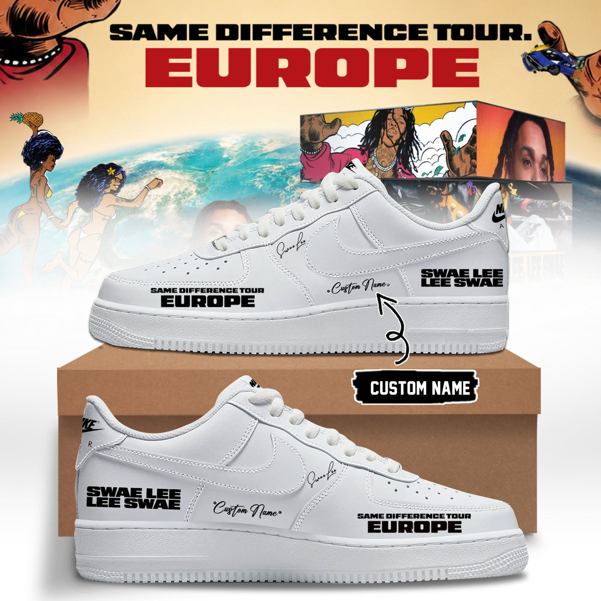 Personalized Swae Lee Same Difference Tour Europe Signature Sneakers Swae Lee Merch Best Fan Gifts - Foxy23shop