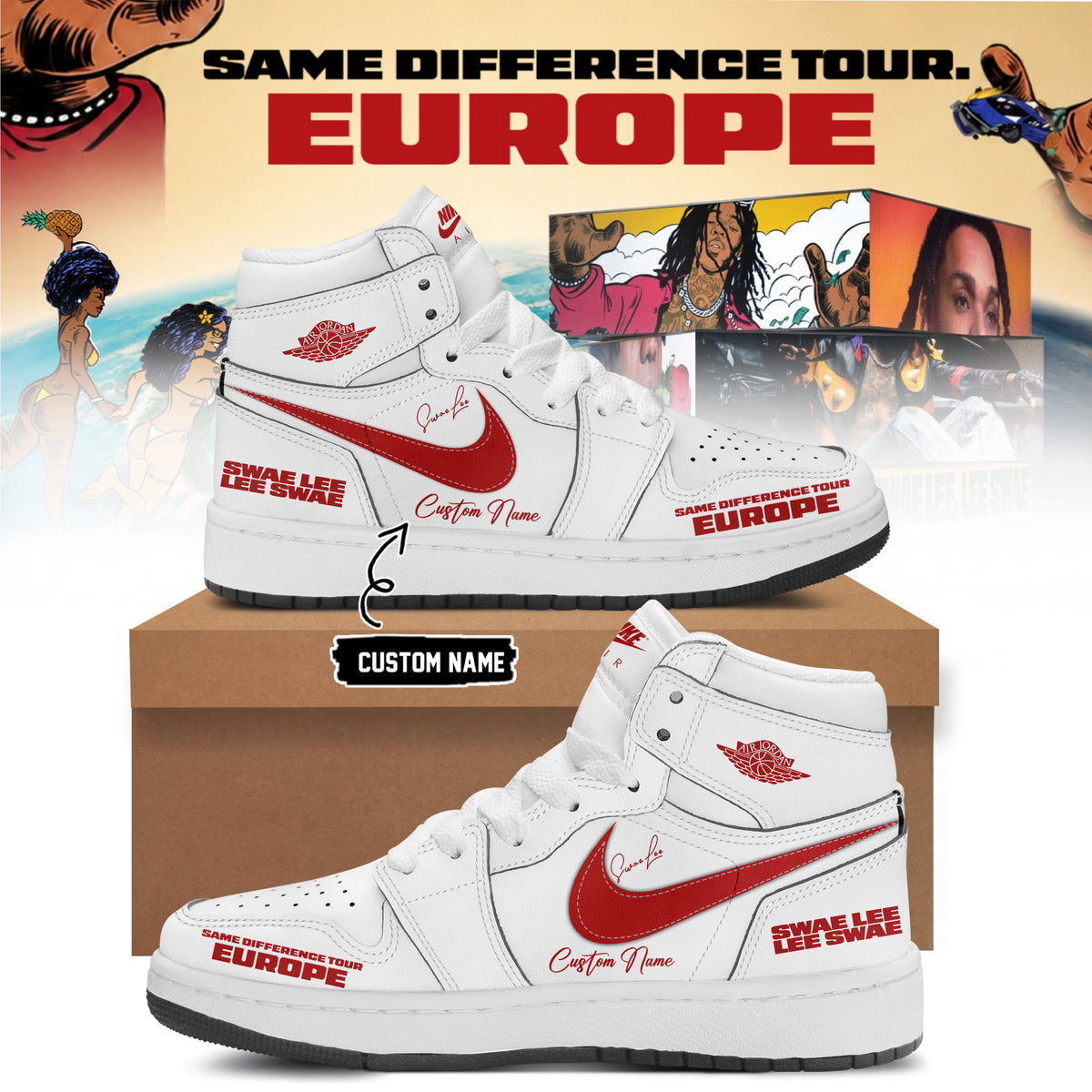 Custom Swae Lee Same Difference Tour Europe Signature Sneakers Swae Lee Merch Rap Fans Gift - Foxy23shop