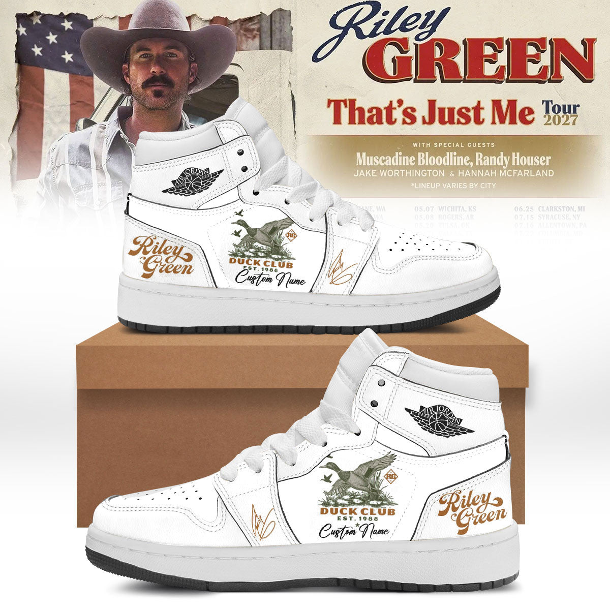 Personalized Riley Green That's Just Me Tour Signature Sneakers Riley Green Merch Gifts For Fans - Foxy23shop