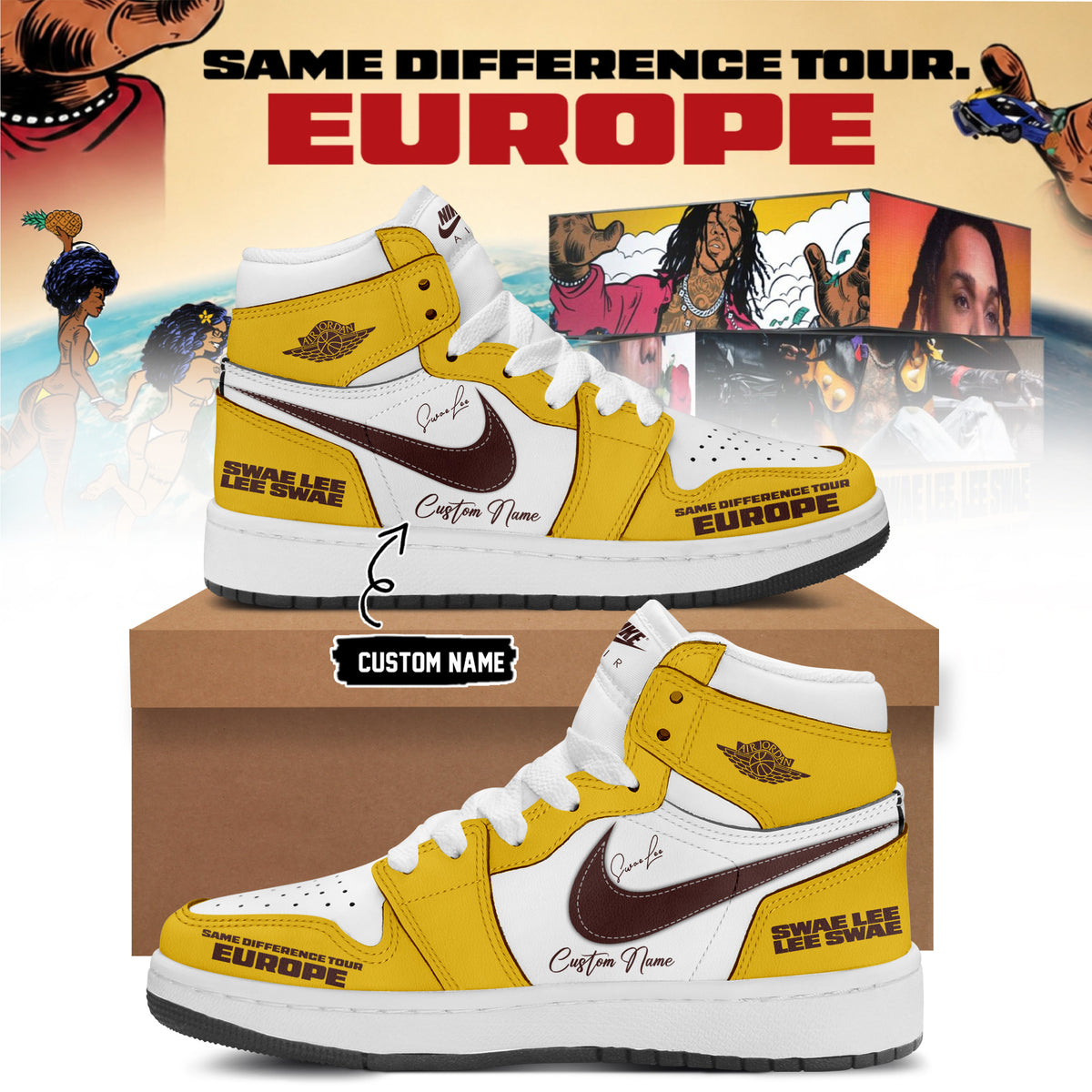 Personalized Swae Lee Merch Same Difference Tour Europe Sneakers Best Presents For Rap Lover - Foxy23shop