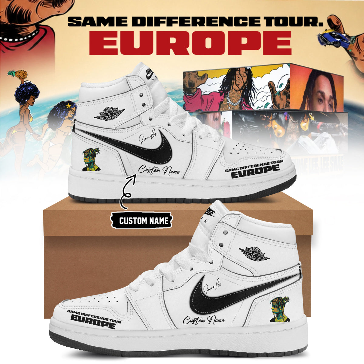 Personalized Swae Lee Merch Same Difference Tour Europe Sneakers Presents For Swae Lee Lovers - Foxy23shop