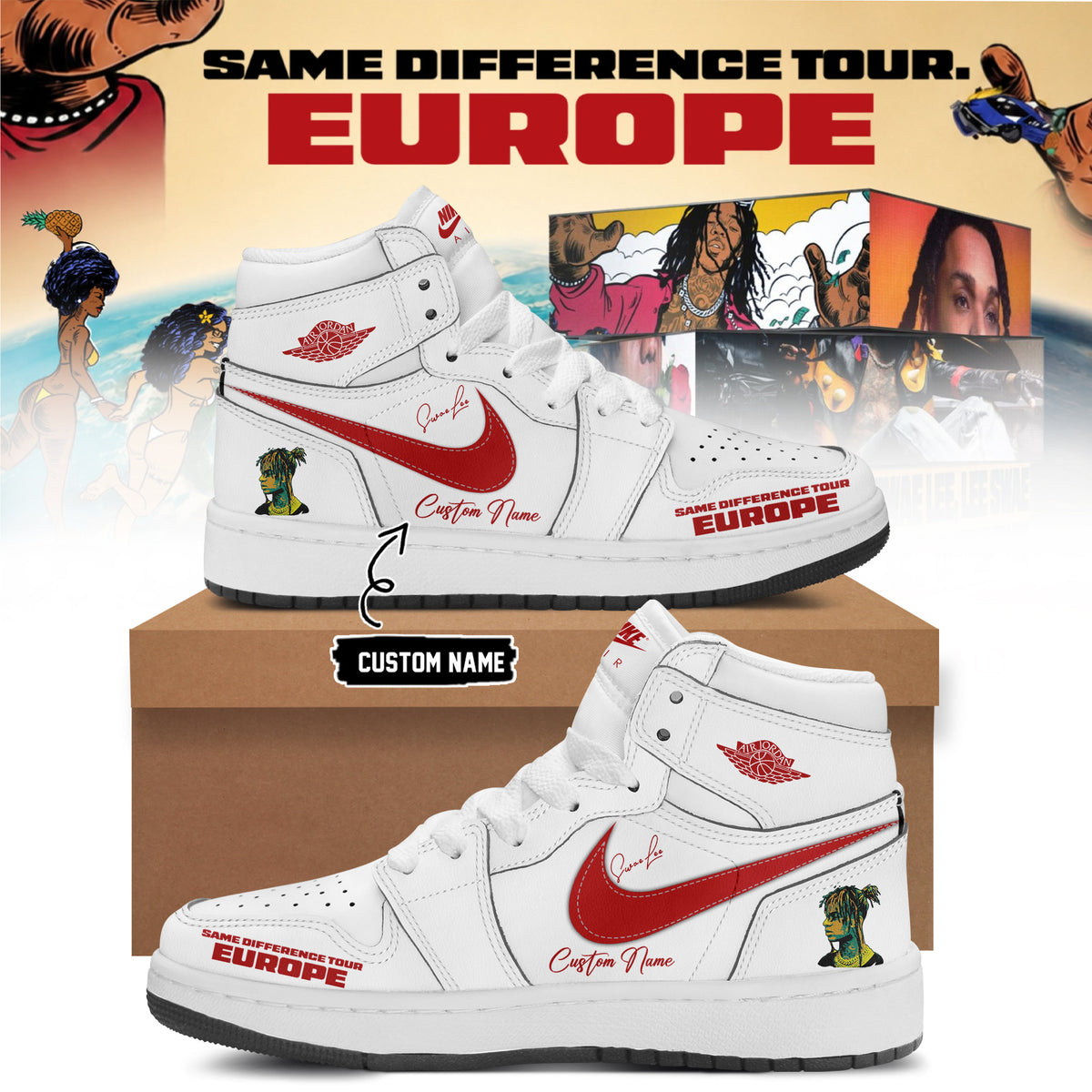 Personalized Swae Lee Same Difference Tour Europe Sneakers Swae Lee Merch Gifts For Rap Fan - Foxy23shop