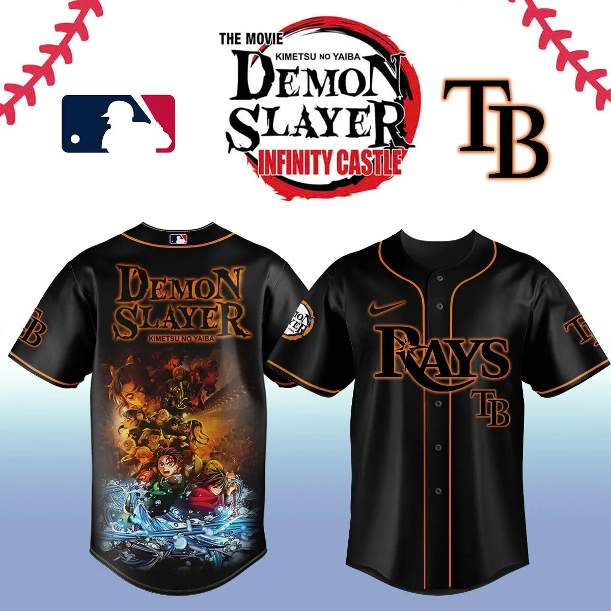 Tampa Bay Rays x Demon Slayer Kimetsu No Yaiba Jersey TB Rays Apparel Fan Gear - Foxy23shop