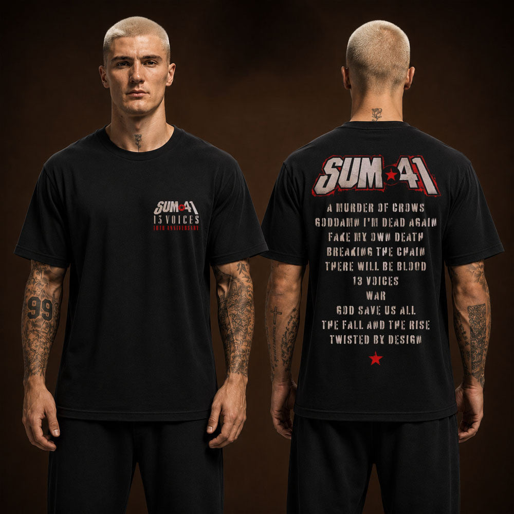 Sum 41 Merch Tee 13 Voice Anniversary Track List T-Shirt Gifts For Sum 41 Fans - Foxy23shop