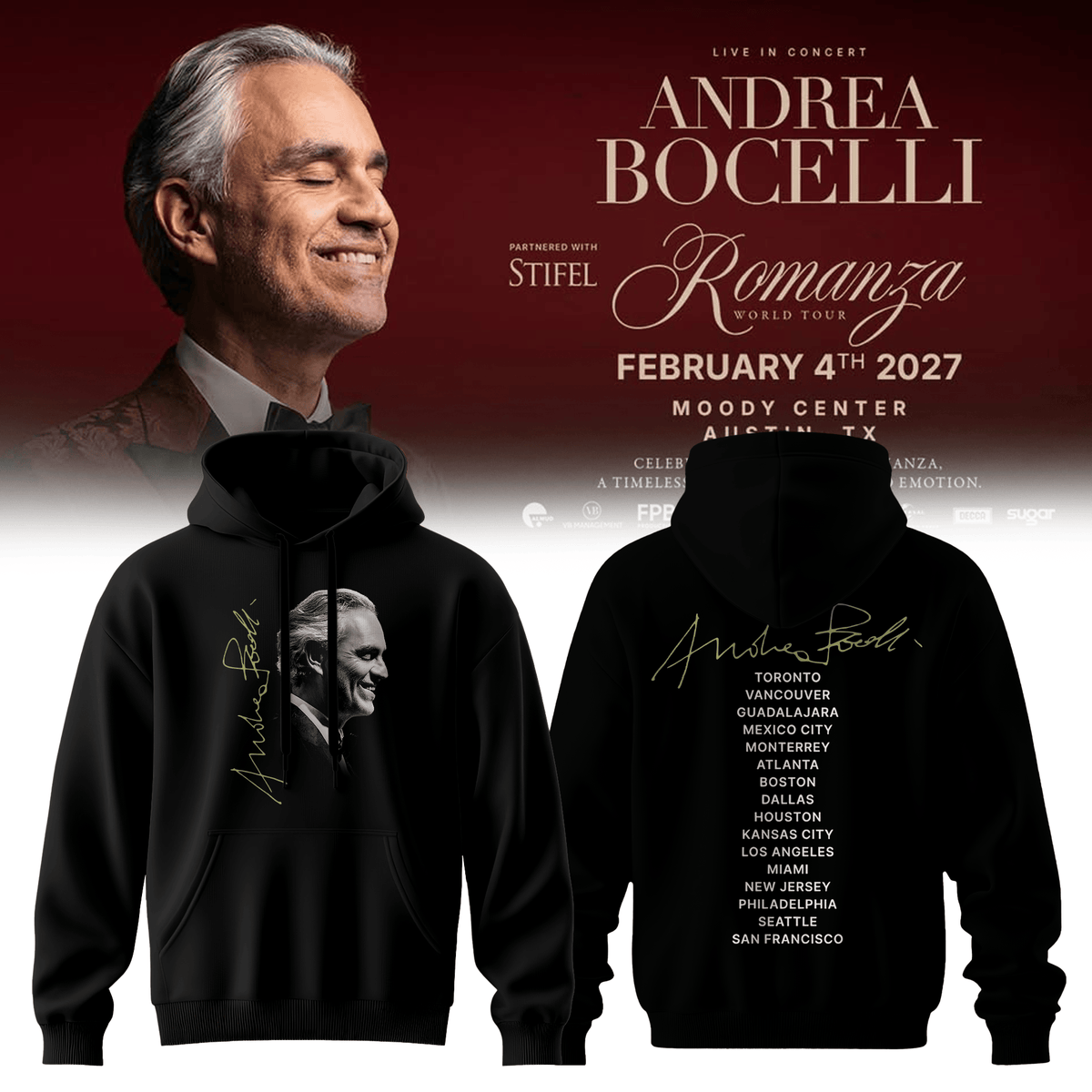 30th Anniversary World Tour Hoodie Andrea Bocelli Unique Gift For Opera Lovers - Foxy23shop