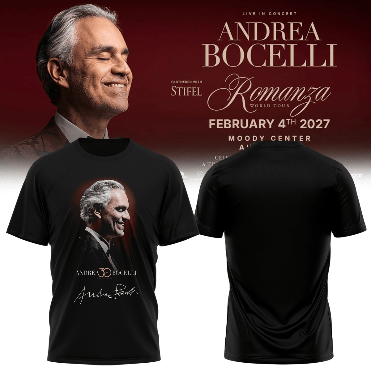 Andrea Bocelli T-Shirt Andrea Bocelli Anniversary Apparel Special Gift For Fans - Foxy23shop