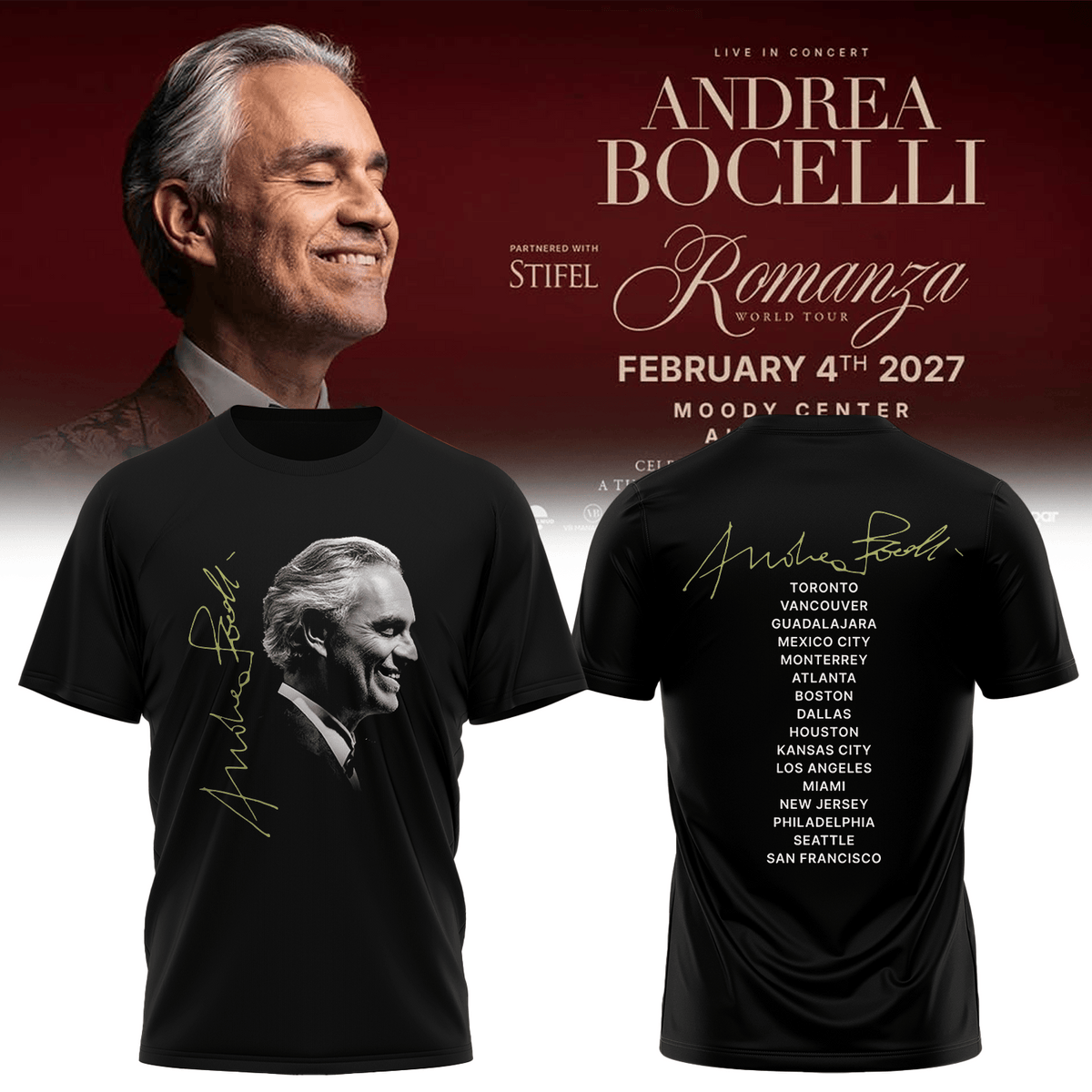 Andrea Bocelli T-Shirt Andrea Bocelli Clothes Special Gift For Timeless Music Lovers - Foxy23shop